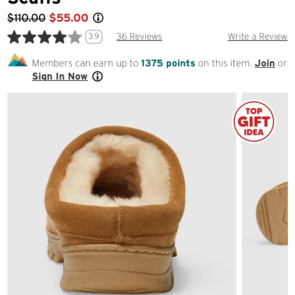 Eddie Bauer men’s Firelight Shearling Moc Scuff Slippers (New in Box)